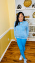 French Terry acid wash- two piece set (deep sky)